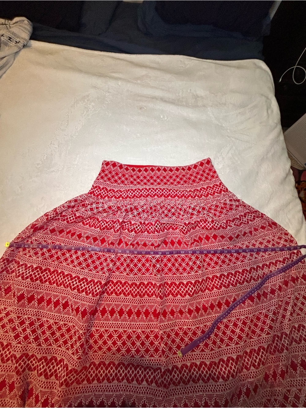 Antonio Melani Red Lace Puff-Sleeve Peasant Top and Maxi Skirt Set Size 14 - Picture 12 of 15
